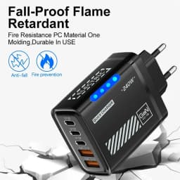 GaN 240W 5-Port USB C Fast Charger PD QC3.0 Wall Adapter for iPhone 16 17 Samsung Xiaomi Huawei EU/US/UK Plug Desktop Charger