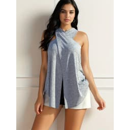 Plus size summer new sexy women's T-shirt, plus size hanging neck loose irregular casual beach T-shirt