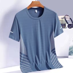 Running T-shirt Men Summer Ice Silk Elasticity Thin Top Printing Quick Dry Short Sleeve Breathable Fitness Sports T-shirt 5XL