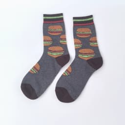 1 Pair Unisex Funny AB Style Tomato Ketchup French Fry Printed Mid-Calf Socks Suit In All Seasons