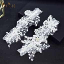 K03 2 PCS Sexy Lace Flower Crystal Pearls Wedding Garter Belt Thigh Ring Bridal Leg Garter Stocking Garter Belt Girl Women