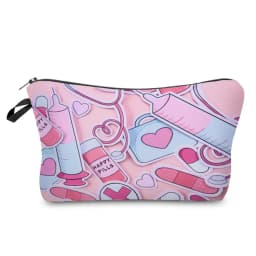 Hot Sale Nurse ECG Printing Women Cosmetic Bags Lovely Casual Travel Portable Storage Handbags Makeup Bag Toiletry Bags Female