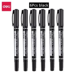 4/9pcs/lot Deli Twin Tip Permanent Marker Pen Set Fine Point Waterproof Ink Thin Nib Crude Nib Black Ink 0.5mm-2mm Fine Color
