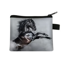Galloping Horse 3D Printing Coin Purse Ladies Shopping Portable Silver Coin Bag Travel Mini Credit Card ID Card Bag Gift