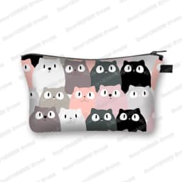 Kawaii Cartoon Cat Dog Cosmetic Case Cute Kitten Puppy Makeup Bags Women Toiletries Bags Clutch Lipstick Pouch Girl Cosmetic Bag