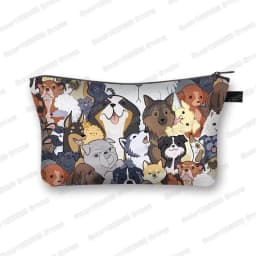 Kawaii Cartoon Cat Dog Cosmetic Case Cute Kitten Puppy Makeup Bags Women Toiletries Bags Clutch Lipstick Pouch Girl Cosmetic Bag