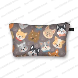 Kawaii Cartoon Cat Dog Cosmetic Case Cute Kitten Puppy Makeup Bags Women Toiletries Bags Clutch Lipstick Pouch Girl Cosmetic Bag