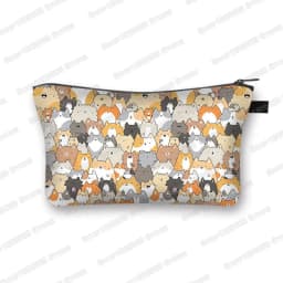 Kawaii Cartoon Cat Dog Cosmetic Case Cute Kitten Puppy Makeup Bags Women Toiletries Bags Clutch Lipstick Pouch Girl Cosmetic Bag