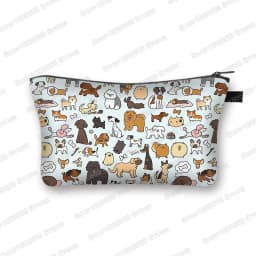 Kawaii Cartoon Cat Dog Cosmetic Case Cute Kitten Puppy Makeup Bags Women Toiletries Bags Clutch Lipstick Pouch Girl Cosmetic Bag