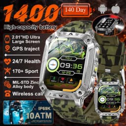 2026 New 1400mAh Battery Smart Watch GPS path Bluetooth Call 10ATM Waterproof Swim Sport Run Hiking Outdoors Military Smartwatch