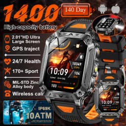 2026 New 1400mAh Battery Smart Watch GPS path Bluetooth Call 10ATM Waterproof Swim Sport Run Hiking Outdoors Military Smartwatch