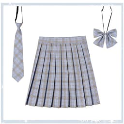 Women Plaid Pleat Skirt With Necktie Bowtie XS- 5XL Harajuku Preppy Mini Japanese School Uniforms Girls Summer Jupe Kawaii Skirt