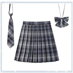 Women Plaid Pleat Skirt With Necktie Bowtie XS- 5XL Harajuku Preppy Mini Japanese School Uniforms Girls Summer Jupe Kawaii Skirt