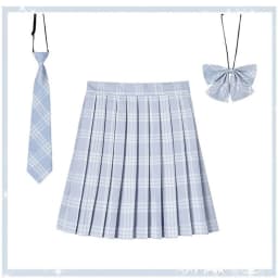 Women Plaid Pleat Skirt With Necktie Bowtie XS- 5XL Harajuku Preppy Mini Japanese School Uniforms Girls Summer Jupe Kawaii Skirt