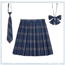 Women Plaid Pleat Skirt With Necktie Bowtie XS- 5XL Harajuku Preppy Mini Japanese School Uniforms Girls Summer Jupe Kawaii Skirt