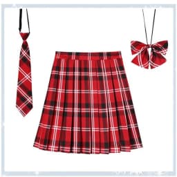 Women Plaid Pleat Skirt With Necktie Bowtie XS- 5XL Harajuku Preppy Mini Japanese School Uniforms Girls Summer Jupe Kawaii Skirt