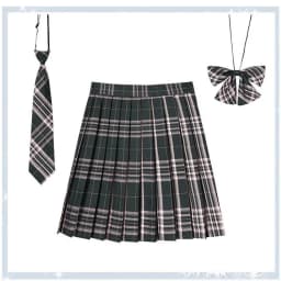 Women Plaid Pleat Skirt With Necktie Bowtie XS- 5XL Harajuku Preppy Mini Japanese School Uniforms Girls Summer Jupe Kawaii Skirt