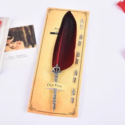 1 Set English Calligraphy Feather Dip Pen Writing Stationery Set Gift Box with 5 Nib Wedding Gift Quill Pen Fountain Pen