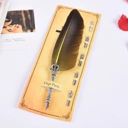 1 Set English Calligraphy Feather Dip Pen Writing Stationery Set Gift Box with 5 Nib Wedding Gift Quill Pen Fountain Pen