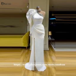 Customized Evening Prom Dresses Mermaid Long 2026 Vestidos De Fiesta Sexy Slit One Shoulder Crystal Dubai Arabic Formal Dress