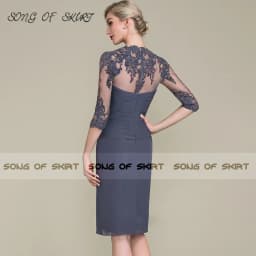 Customized Navy Blue Chiffon Mother Of Bride Dresses Formal Two Piece Lace Wedding Guests Dress Women Gown Robe De Soirée Femme