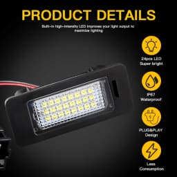 2PCS Car No Error Canbus Led License Number Plate Lights Bulb For Audi A1 A4 B8 A5 S5 A6 S6 A7 Q5 TT TTS 2D For VW 6000K White