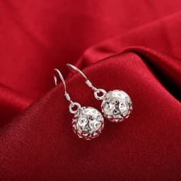 925 Sterling Silver Earrings temperament Women Ball earrings Christmas Gifts Street all-match Jewelry