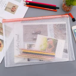 Mesh Zipper Storage Bag Document Bag Waterproof File Pouch Folders School Office Supplies Cosmetic Makeup Bags A3/A4/A5/A6