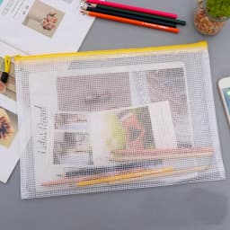 Mesh Zipper Storage Bag Document Bag Waterproof File Pouch Folders School Office Supplies Cosmetic Makeup Bags A3/A4/A5/A6