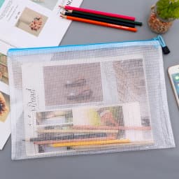 Mesh Zipper Storage Bag Document Bag Waterproof File Pouch Folders School Office Supplies Cosmetic Makeup Bags A3/A4/A5/A6