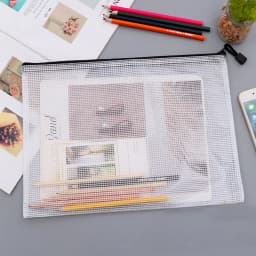 Mesh Zipper Storage Bag Document Bag Waterproof File Pouch Folders School Office Supplies Cosmetic Makeup Bags A3/A4/A5/A6