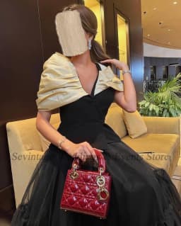 Customized Black Tulle Saudi Arabia Prom Dresses Formal Off Shoulder Women Evening Party Gowns Ankle Length Midi Celebrity Gown