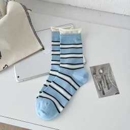 Cotton Women's Long Socks Medium Tube Korean White Breathable Leisure Girls Embroidery Male Sock Spring Summer Stripe Woman Cute