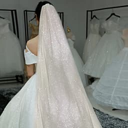 Topqueen V101 Sparking Wedding Veils Golden Bride Veil Cathedral Length Champagne Colored Sequins Royal Wedding Accessories