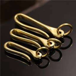 1Piece Solid Brass Belt U Hook Keychain Key Ring Wallet Fob Clip Retro Vintage Fish Hook with O Ring 3 Sizes Available