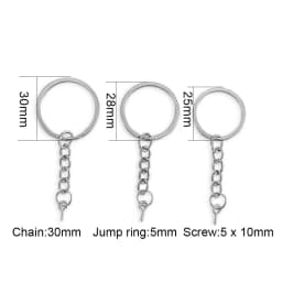 10/20pcs 25 28 30mm Screw Eye Pin Key Chain Key Ring With Eye Screws Round Split Keyrings For DIY Jewelry Making Accessories