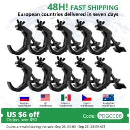 10Pcs/Lots Durable Heavy Duty Hooks Alumimun Alloy Clamp 150kg 40-60mm Bracket Stage Stage Light Hook Light Clamp Holder Truss