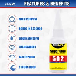 LOOLIFL 502 Super Glue 20g, Industrial Strength Instant Adhesive, Low Odor, Long Lasting Bond for Metal, Plastic,DIY Craft Tools