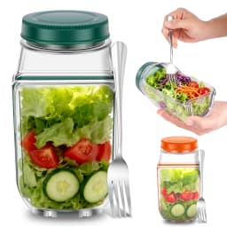 Salad Pod Leakproof Plastic Salad Box With Side-opening Cover Layering Salad Pod Portable Breakfast Fruit Storage Box for Picnic