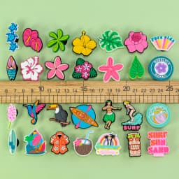 1/30PCS Summer Travel Shoe Charms for Women Men Kid Surfboard Sailing Shoe Decoration for Coconut Flower Accessories Clog Buckle
