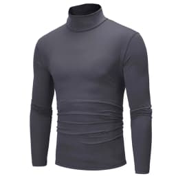 1/2pcs Autumn Winter Men's High Neck T-shirt Slim Fit Fashion High Elastic Long Sleeve Casual Breathable Apparel Pullover