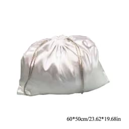 Large Silk Satin Drawstring Care Bag Custom Wigs Storage Dust Proof Packaging Pouch Black Reusable Sack Handbag Shoes Travel Bag