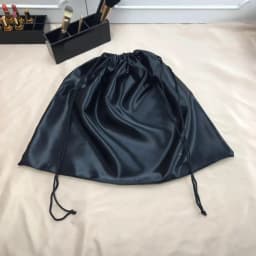 Large Silk Satin Drawstring Care Bag Custom Wigs Storage Dust Proof Packaging Pouch Black Reusable Sack Handbag Shoes Travel Bag