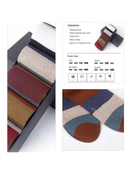 Men's Combed Cotton Socks Fashion Colorful Large Stripe Harajuku Four Seasons Casual Socks Men Size 39-44 5Pair/Lot