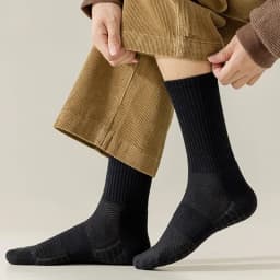 Men's Vintage Male Letter Medium Tube Socks Japanese Solid Thickened Sports Socks Towel Bottom Couple Knitted Socks