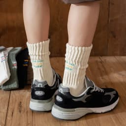 Men's Vintage Male Letter Medium Tube Socks Japanese Solid Thickened Sports Socks Towel Bottom Couple Knitted Socks