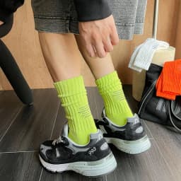 Men's Vintage Male Letter Medium Tube Socks Japanese Solid Thickened Sports Socks Towel Bottom Couple Knitted Socks