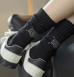 Men's Vintage Male Letter Medium Tube Socks Japanese Solid Thickened Sports Socks Towel Bottom Couple Knitted Socks