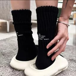 Men's Vintage Male Letter Medium Tube Socks Japanese Solid Thickened Sports Socks Towel Bottom Couple Knitted Socks