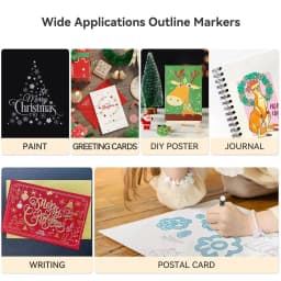Double Line Contour Pen for Children,Color Dream Metal,Hand Account Fluorescent Pen,greeting Card,Children's Graffiti,Color Suit